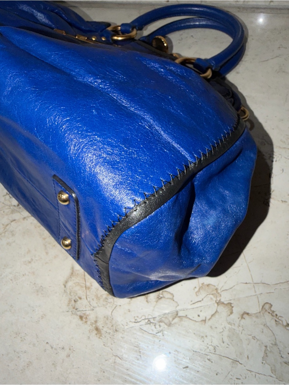MARC JACOBS Cobalt Blue Safety Pin Stam Handbag - Picture 7 of 14